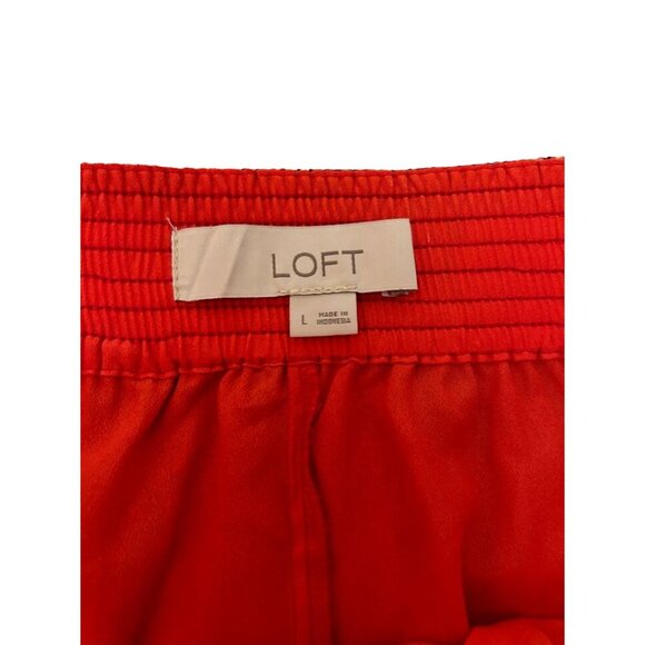Loft Women's Red Skirt Size L Bohemian Print Elastic Waist - Picture 5 of 7